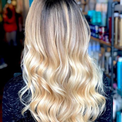 Golden Blonde Balayage On Long Curls Hairstyles (Photo 1 of 20)