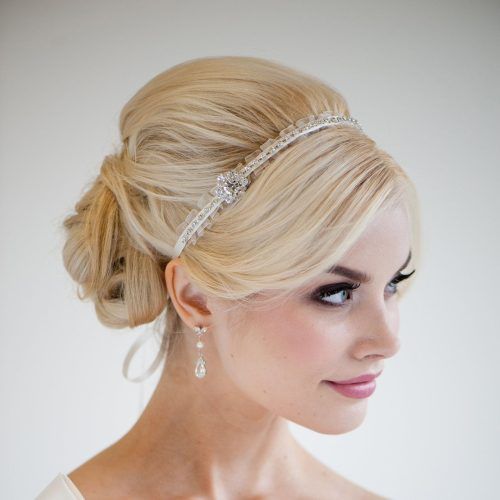 High Updos With Jeweled Headband For Brides (Photo 9 of 20)