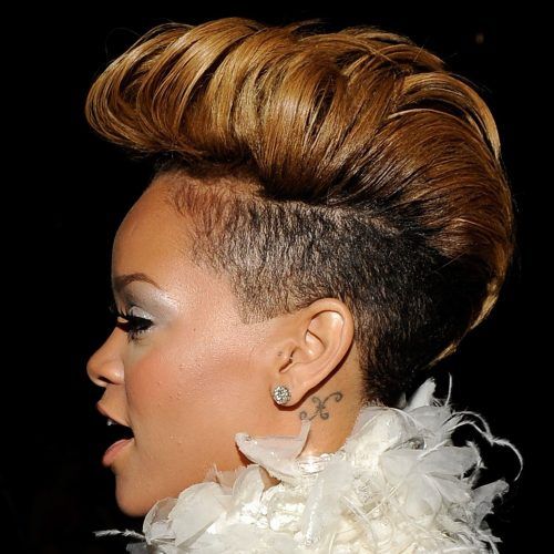 Rihanna Black Curled Mohawk Hairstyles (Photo 5 of 20)