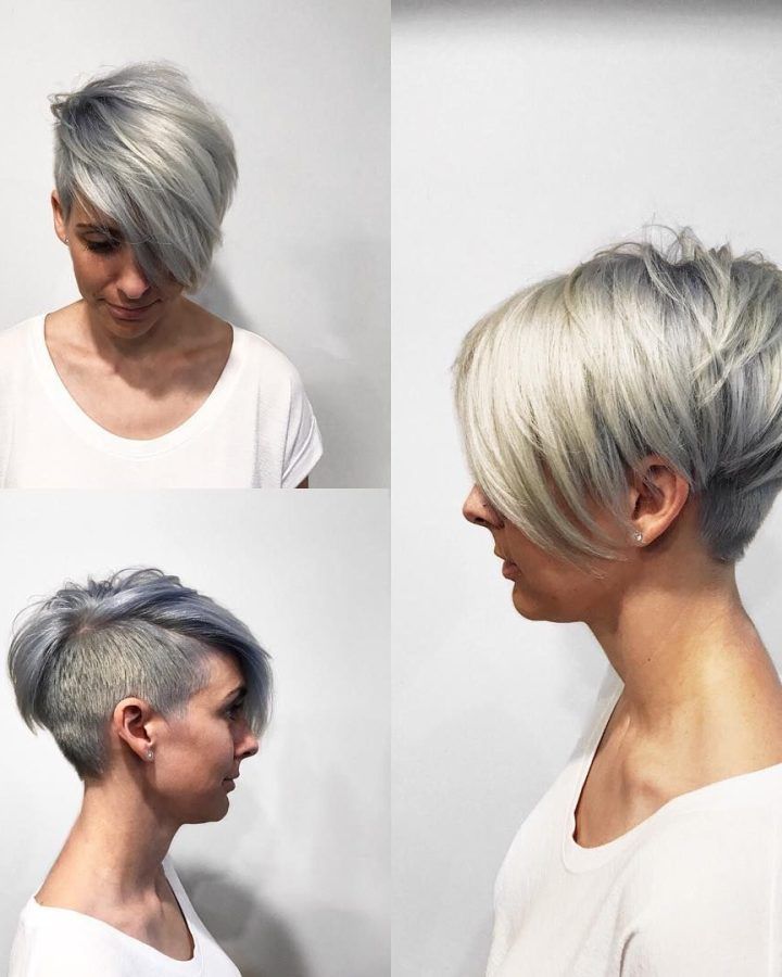 20 Collection of Silver Pixie Haircuts with Side Swept Bangs