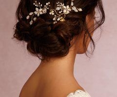 20 Inspirations Wavy Low Bun Bridal Hairstyles with Hair Accessory