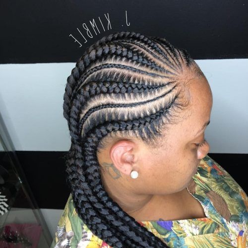 Thick And Thin Asymmetrical Feed-In Braids (Photo 5 of 15)