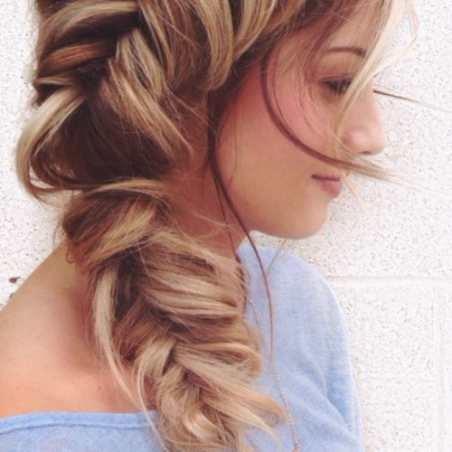 Side Pony Hairstyles With Fishbraids And Long Bangs (Photo 1 of 20)