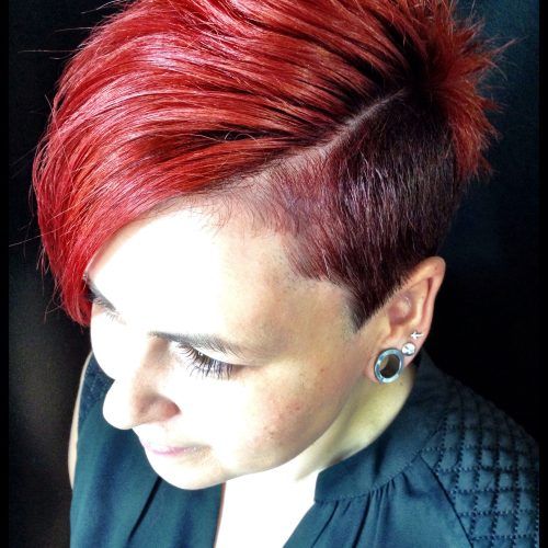 Vibrant Red Mohawk Updo Hairstyles (Photo 14 of 20)