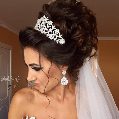 Long Curly Bridal Hairstyles With A Tiara (Photo 8 of 20)
