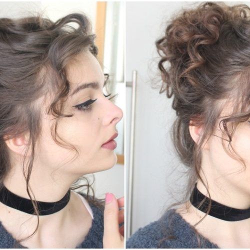 Messy Updo Hairstyles With Free Curly Ends (Photo 16 of 20)