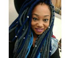 2024 Latest Blue and Gray Yarn Braid Hairstyles with Beads