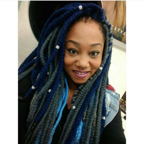 Blue And Gray Yarn Braid Hairstyles With Beads (Photo 1 of 20)