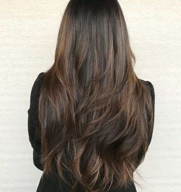 Waist-length Brunette Hairstyles with Textured Layers