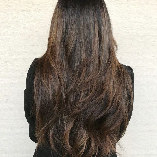 Waist-Length Brunette Hairstyles With Textured Layers (Photo 1 of 20)