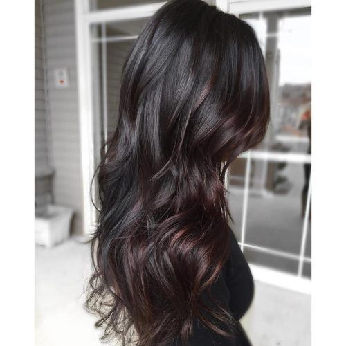 Long Thick Black Hairstyles With Light Brown Balayage (Photo 20 of 20)
