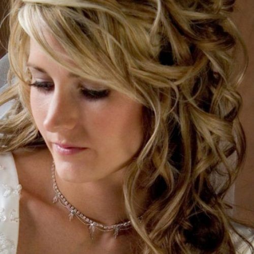 Formal Curly Updos With Bangs For Wedding (Photo 9 of 20)
