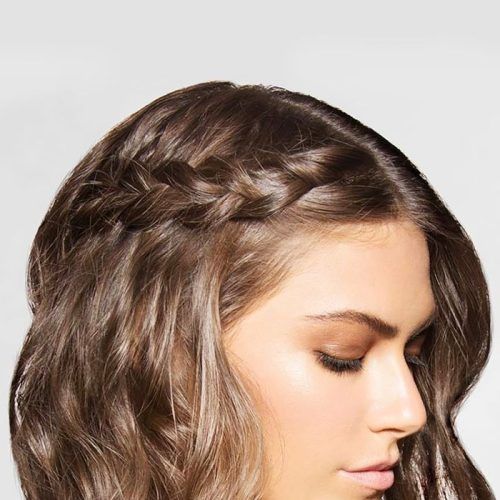 Braided Updo Hairstyle With Curls For Short Hair (Photo 2 of 15)