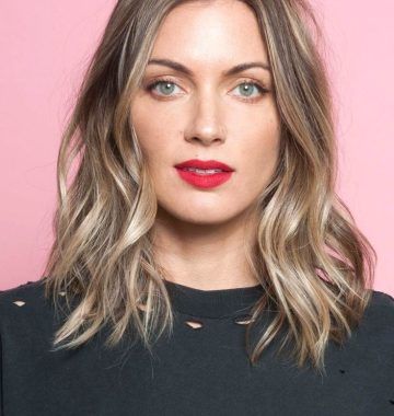 Blonde Lob Hairstyles with Middle Parting