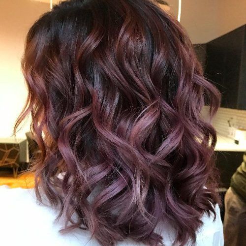 Brunette To Mauve Ombre Hairstyles For Long Wavy Bob (Photo 7 of 20)