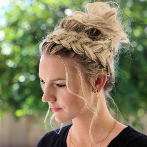 Messy Crown Braid Updo Hairstyles (Photo 3 of 20)
