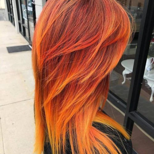 Red, Orange And Yellow Half Updo Hairstyles (Photo 5 of 20)