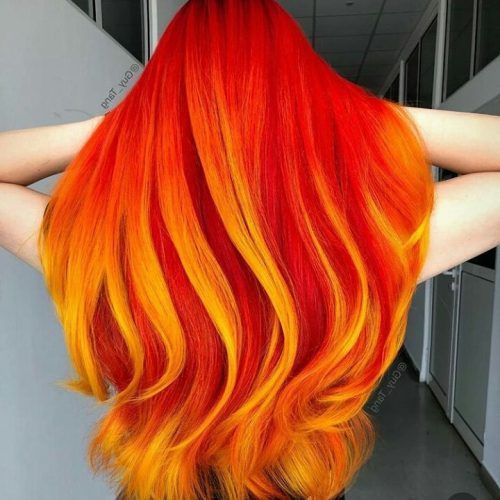 Red, Orange And Yellow Half Updo Hairstyles (Photo 7 of 20)