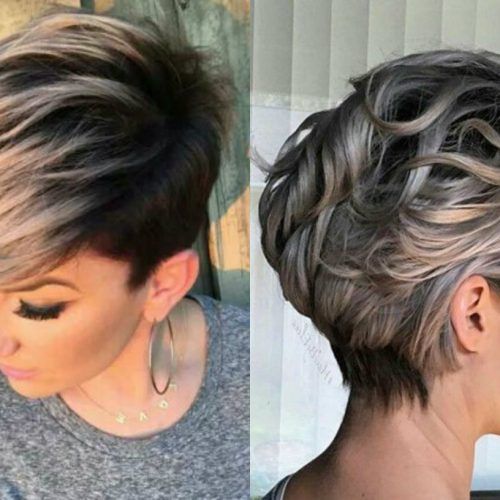 Short Side Swept Pixie Haircuts With Caramel Highlights (Photo 6 of 20)