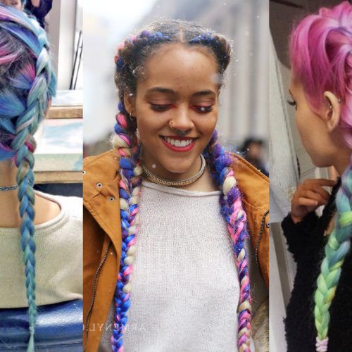 Multicolored Extension Braid Hairstyles (Photo 4 of 20)