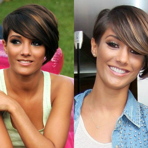Short Side Swept Pixie Haircuts With Caramel Highlights (Photo 13 of 20)