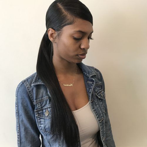 Straight Side Ponytail Hairstyles With Center Part (Photo 2 of 20)