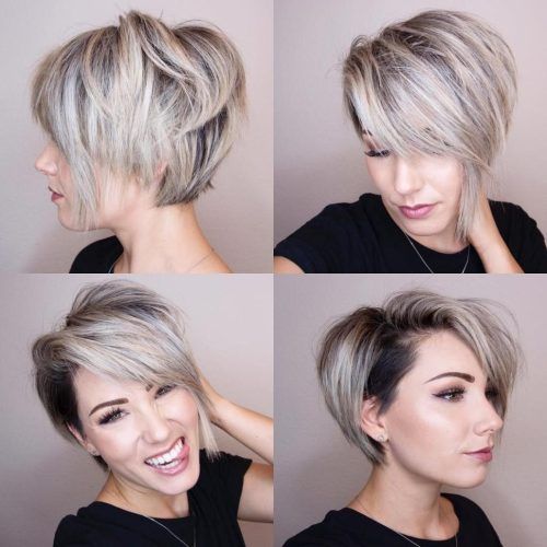 Undercut Blonde Pixie Hairstyles With Dark Roots (Photo 2 of 20)