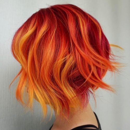 Red, Orange And Yellow Half Updo Hairstyles (Photo 4 of 20)