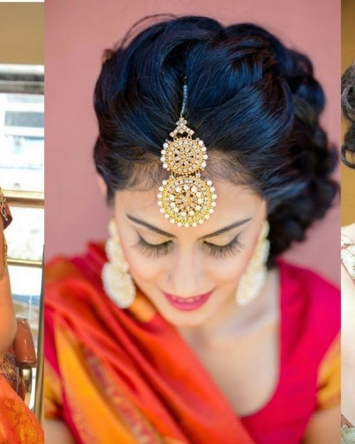 15 Collection of Wedding Reception Hairstyles for Saree