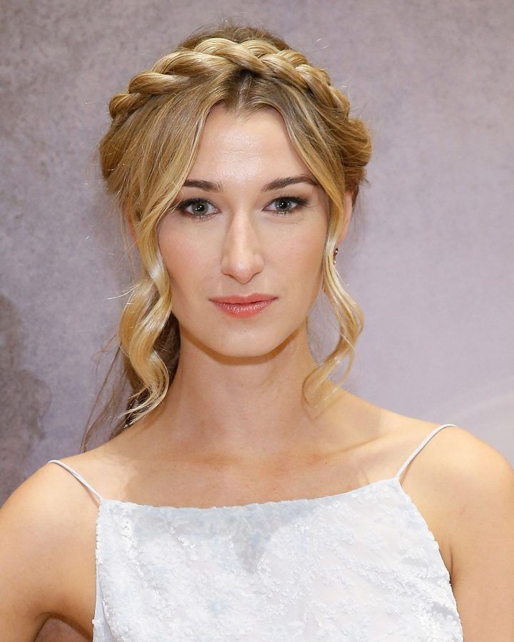 2024 Popular Halo Braided Hairstyles with Long Tendrils