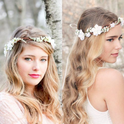 Flower Tiara With Short Wavy Hair For Brides (Photo 6 of 20)