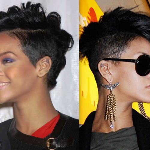 Rihanna Black Curled Mohawk Hairstyles (Photo 7 of 20)