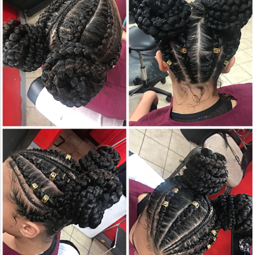 Cornrows With Artistic Beaded Twisted Bun (Photo 12 of 15)