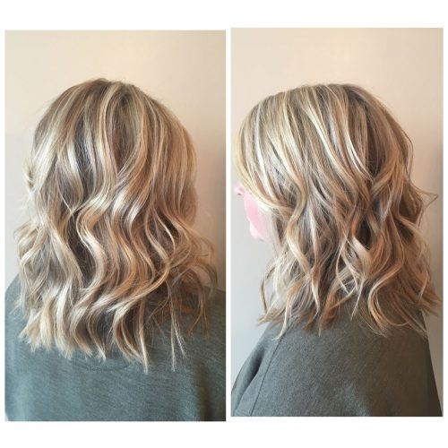 Messy Blonde Lob With Lowlights (Photo 17 of 20)