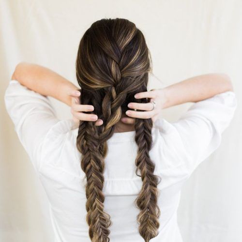 Thick Two Side Fishtails Braid Hairstyles (Photo 14 of 20)