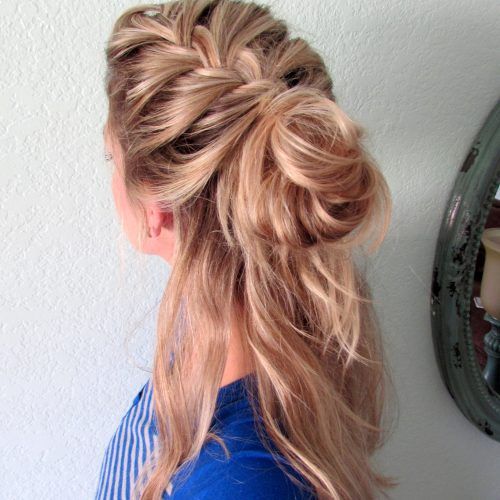 Messy Bun With French Braids (Photo 4 of 15)