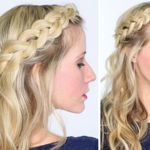 Braided Crown With Loose Curls (Photo 1 of 15)