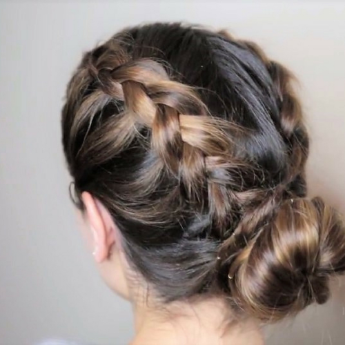 Messy Bun With French Braids (Photo 5 of 15)