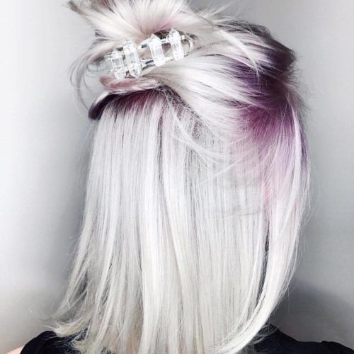 Voluminous Platinum And Purple Curls Blonde Hairstyles (Photo 1 of 20)