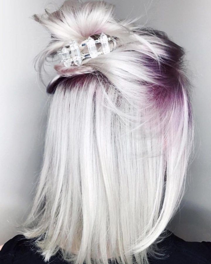 20 Photos Voluminous Platinum and Purple Curls Blonde Hairstyles