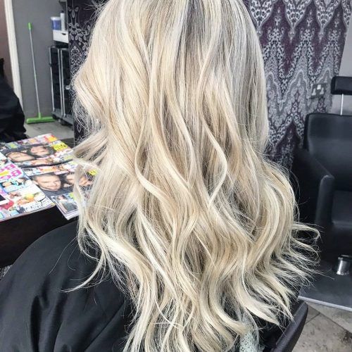 Creamy Blonde Waves With Bangs (Photo 19 of 20)