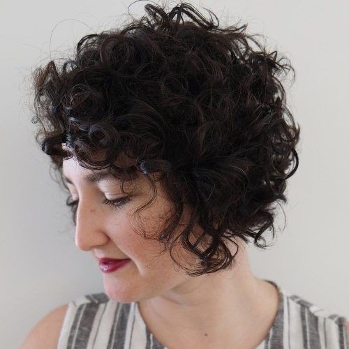 Jaw-Length Inverted Curly Brunette Bob Hairstyles (Photo 1 of 20)