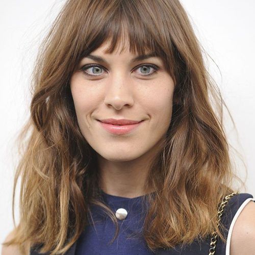 Edgy Blunt Bangs For Shoulder-Length Waves (Photo 10 of 15)