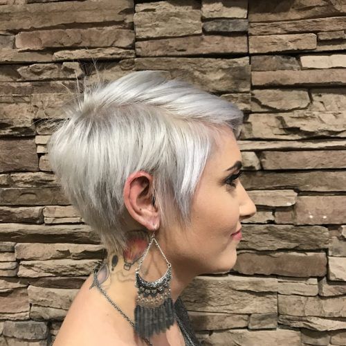 Flipped Up Platinum Blonde Pixie Haircuts (Photo 5 of 20)