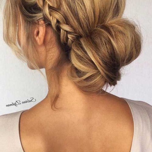 Low Braided Bun With A Side Braid (Photo 6 of 15)