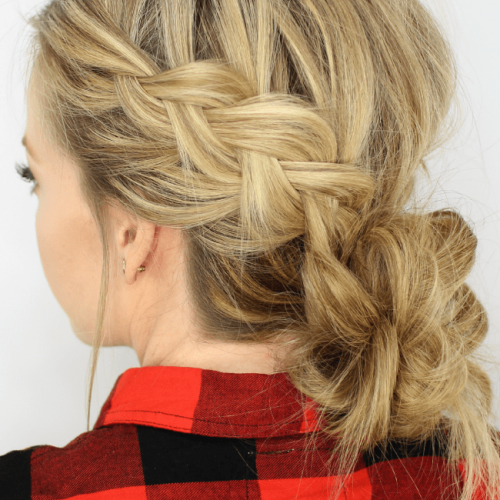Low Braided Bun With A Side Braid (Photo 15 of 15)