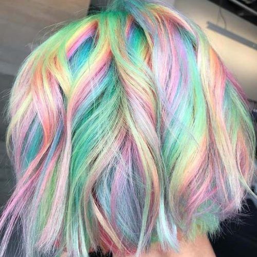 Pastel Rainbow-Colored Curls Hairstyles (Photo 6 of 20)