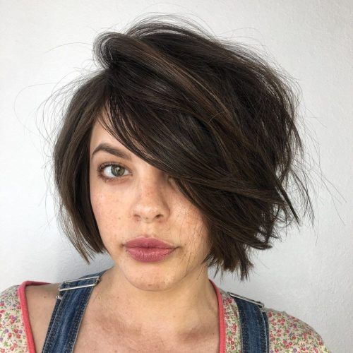 Lip-Length Tousled Brunette Bob Hairstyles (Photo 1 of 20)