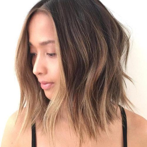 Brightened Brunette Messy Lob Haircuts (Photo 7 of 20)