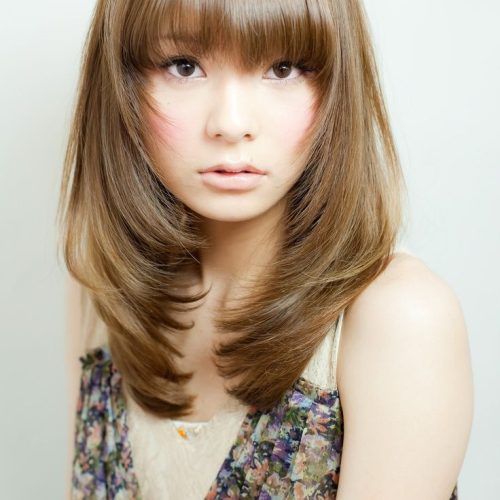 Medium Hairstyles With Bangs And Layers For Round Faces (Photo 14 of 20)